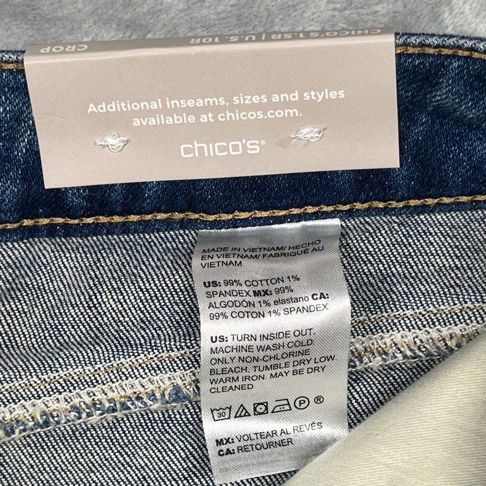 Chico's High Rise Straight Leg Crop Jeans Women Blue Stretch Denim 10R NWT - Picture 9 of 13